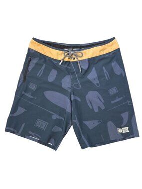 Salty Crew Swim Board Shorts Navy Size 34 Quick Dry Multi-Stretch Surf Pocket